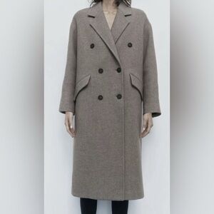 Zara Minimalist Oversized Wool Blend Coat – Light Mink